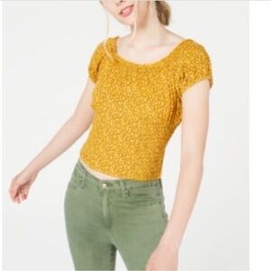 Mustard Floral Crop Top